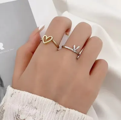 2 Pc Romantic Heart Love Fashion Rings